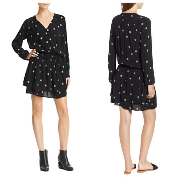 RAILS Jasmine Ruffle Hem Dress In Black Rivet Star, size XS - Picture 2 of 15